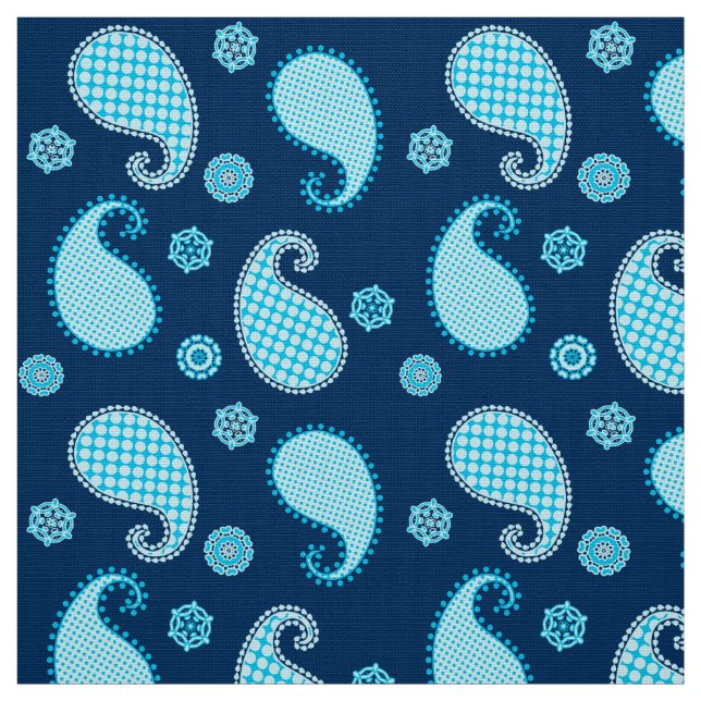 Tecido Padrão de salsa, azul-céu e cobalto (Modelo)