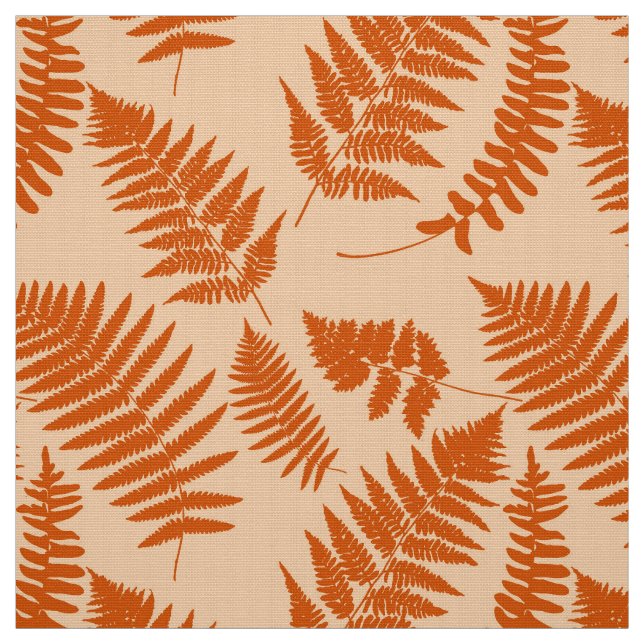 Tecido Padrão de Samambaia da Floresta, Laranja Pastel (Modelo)