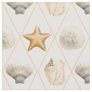 Tecido Padrão de Seashell de Decor Costeiro