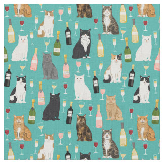 Tecido Padrão de senhora de gatos e gatos