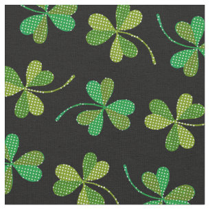 Tecido Padrão de Shamrock de cor branca e Dia de São Patr