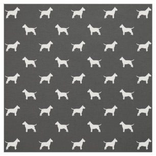 Tecido Padrão de Silhouettes de Cachorro Bull Terrier Ra