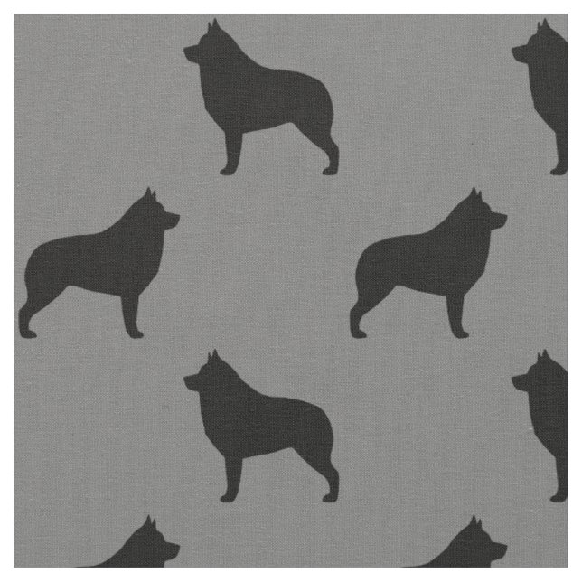 Tecido Padrão de Silhuetas da Raça de Cachorro Schipperke (Detalhe)