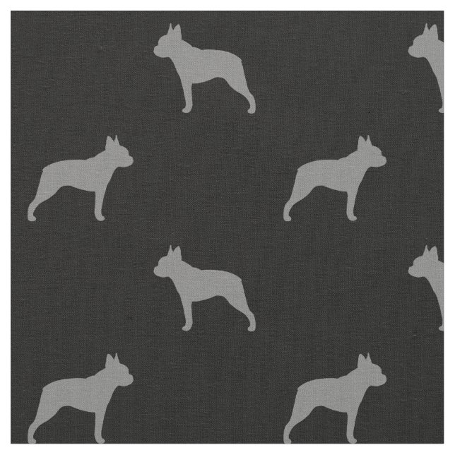 Tecido Padrão de Silhuettes de Cachorro de Boston Terrier (Detalhe)