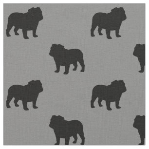 Tecido Padrão de Silhuettes do Bulldog Cinzas De Cães