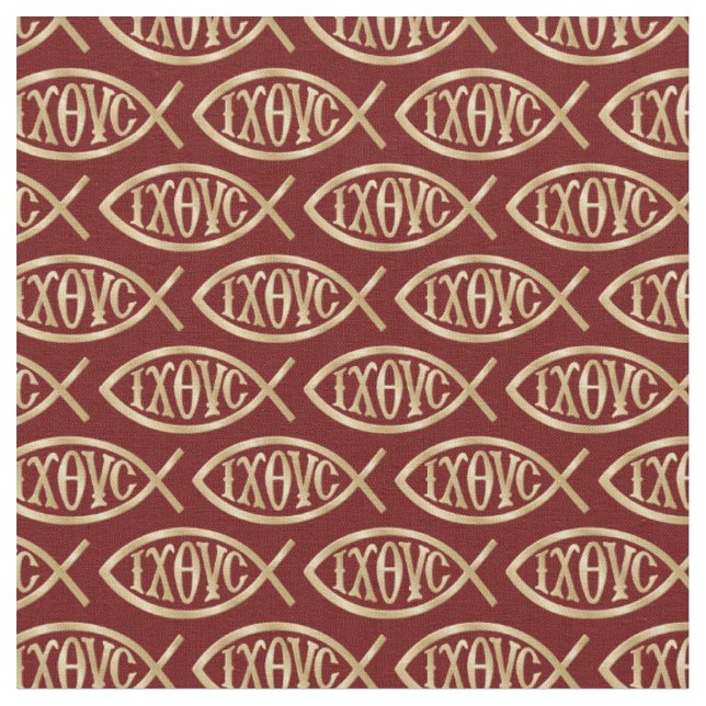 Tecido Padrão de Símbolo Cristão Ichthys (Detalhe)