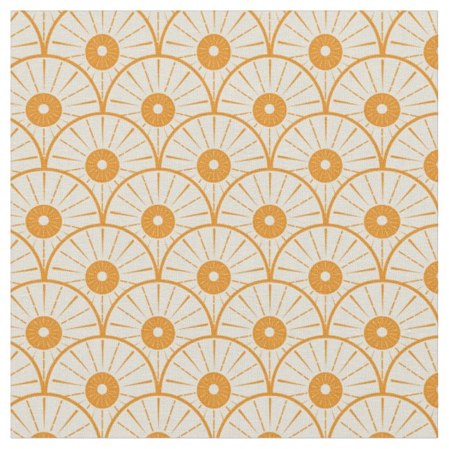 Tecido Padrão de Sol Abstrato Art Déco Laranja (Detalhe)