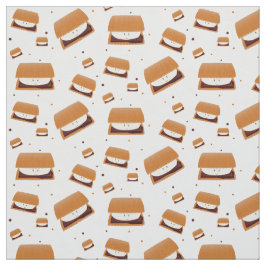 Tecido Padrão De Sorriso Branco Marrom Ilustrado S'more