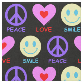 Tecido Padrão de Sorriso de Paz e Amor