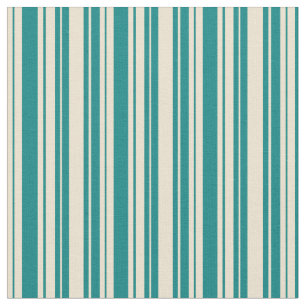 Tecido Padrão de Stripes Beige e Teal