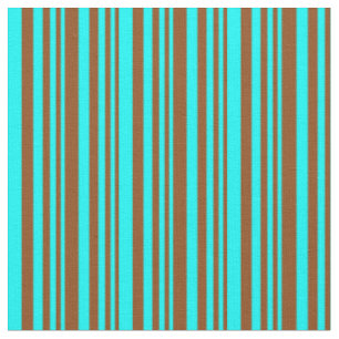 Tecido Padrão de Stripes Coloridas Castanho e Aqua