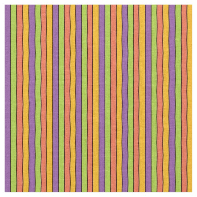 Tecido Padrão de Stripes de Halloween Roxo, Verde e Laran (Detalhe)
