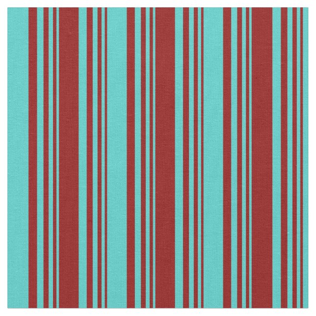 Tecido Padrão de Stripes Vermelhas Escuras e Turquesas (Detalhe)