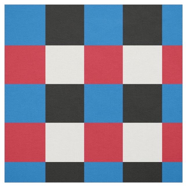 Tecido Padrão de tabuleiro vermelho, azul, preto e branco (Modelo)