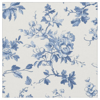 Tecido Padrão de Toile Botânico Azul Claro