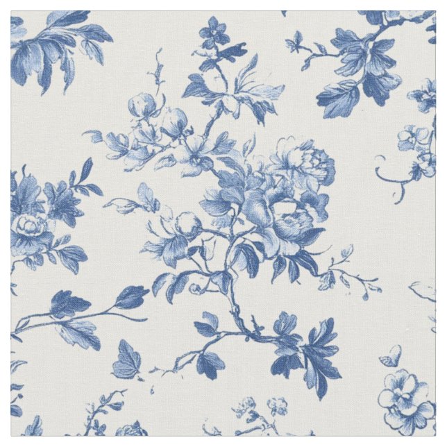 Tecido Padrão de Toile Botânico Azul Claro (Detalhe)