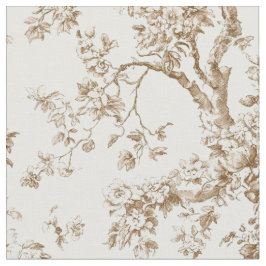 Tecido Padrão de Toile de Galho de Flor Bege