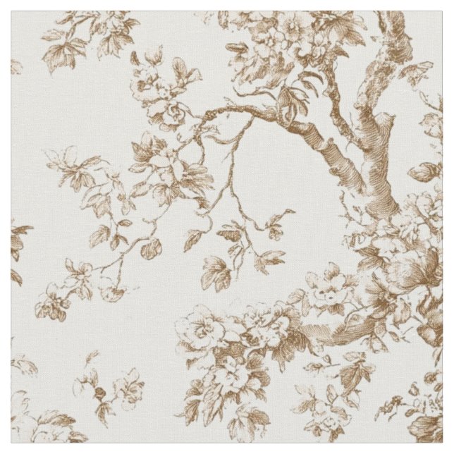 Tecido Padrão de Toile de Galho de Flor Bege (Detalhe)