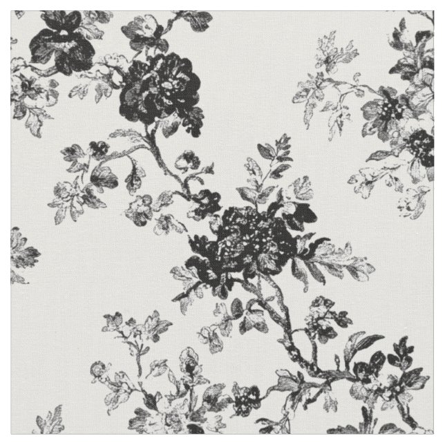 Tecido Padrão de Toile de Rosa Preta Clássica (Detalhe)