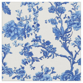 Tecido Padrão de Toile Floral Azul Brilhante