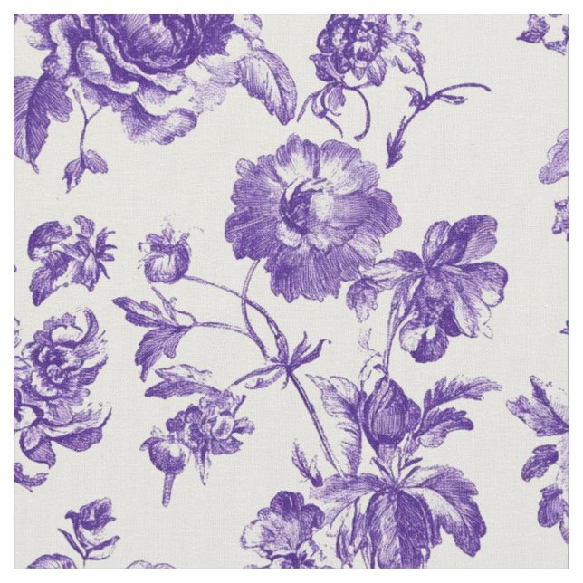 Tecido Padrão de Toile Floral Roxo (Detalhe)