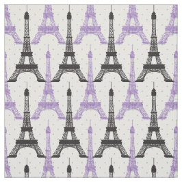 Tecido Padrão de Torre Eiffel Chic Roxo