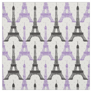 Tecido Padrão de Torre Eiffel Chic Roxo