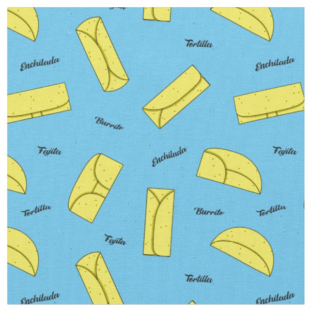 Tecido Padrão de Tortilha de Comida Mexicana, Burrito, En (Detalhe)