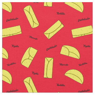 Tecido Padrão de tortilha de comida mexicana, burrito, en