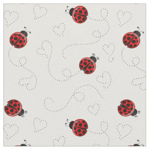 Tecido Padrão de Trilha do Coração de Ladybug Vermelho