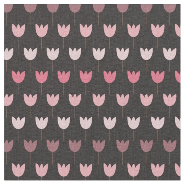 Tecido Padrão de Tulipa Rosa Simples com fundo escuro (Detalhe)