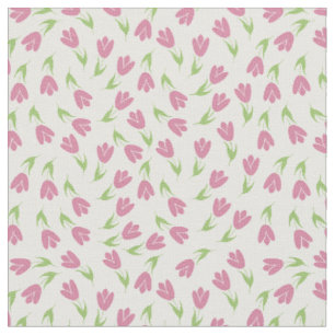 Tecido Padrão de Tulipas Pequenas e Rosa Doce