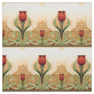 Tecido Padrão de Tulipas Vermelhas do Estilo de Missão Vi