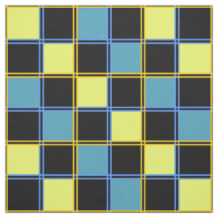 Tecido Padrão de verificação amarelo e azul
