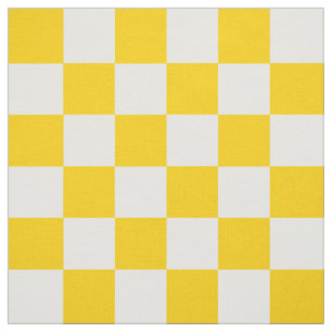 Tecido Padrão de Verificação Branco Amarelo