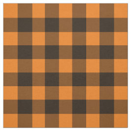 Tecido Padrão de Verificação de Gingham de Laranja Negro 