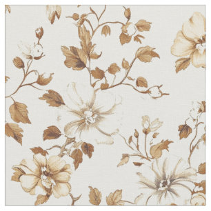 Tecido Padrão de videira floral em aquarela neutra