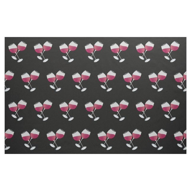 Tecido Padrão de vidros de vinho tinto em preto (Fat Quarter)