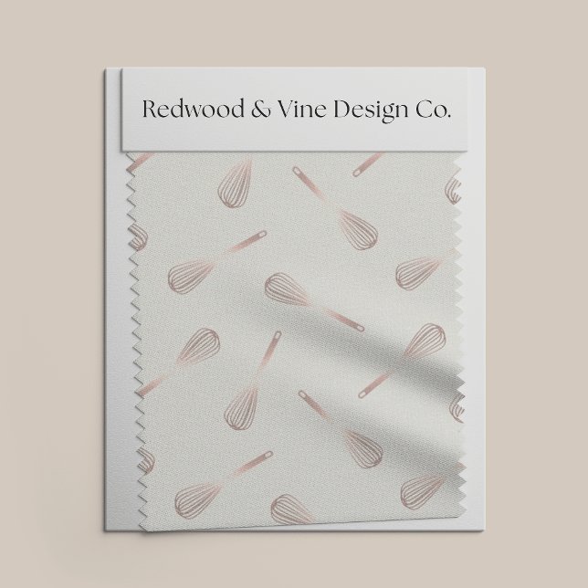 Tecido Padrão de Whisk Rosa Dourado e Ivory Kitchen (Criador carregado)