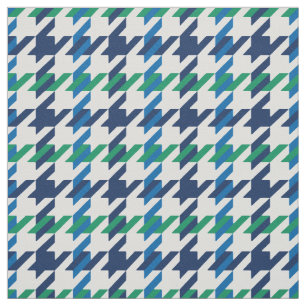 Tecido Padrão de xadrez de dente azul e verde