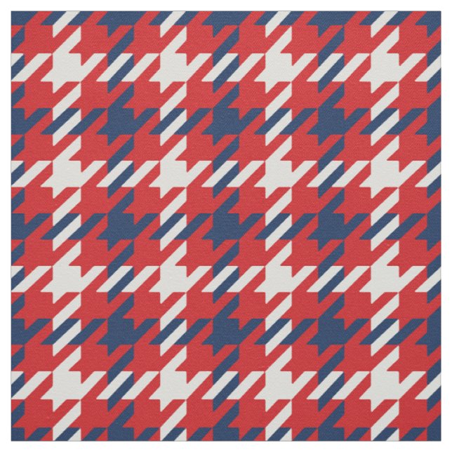 Tecido Padrão de xadrez de dente branco-redondo vermelho (Modelo)