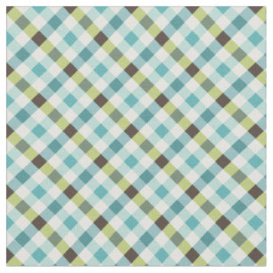 Tecido Padrão de xadrez de gingham castanho-turquesa