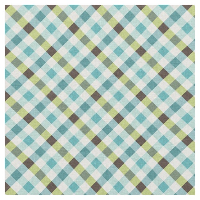 Tecido Padrão de xadrez de gingham castanho-turquesa (Detalhe)
