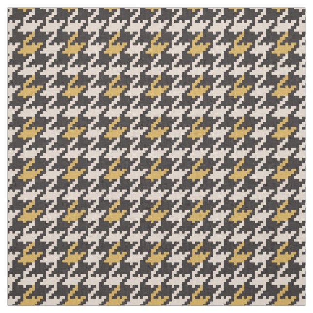 Tecido Padrão de xadrez de houndstooth preto e amarelo (Modelo)
