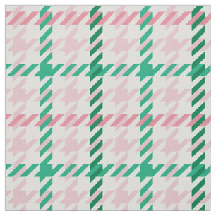 Tecido Padrão de xadrez do dente rosa e verde-retrógrad