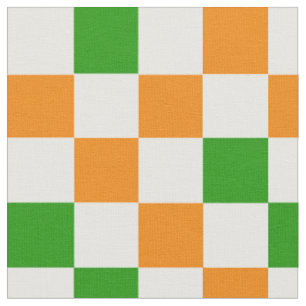 Tecido Padrão de xadrez laranja branco e verde Design