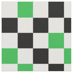 Tecido Padrão de xadrez verde preto e branco