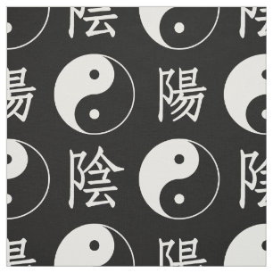 Tecido Padrão de Yinyang Chinês de Fundo Negro