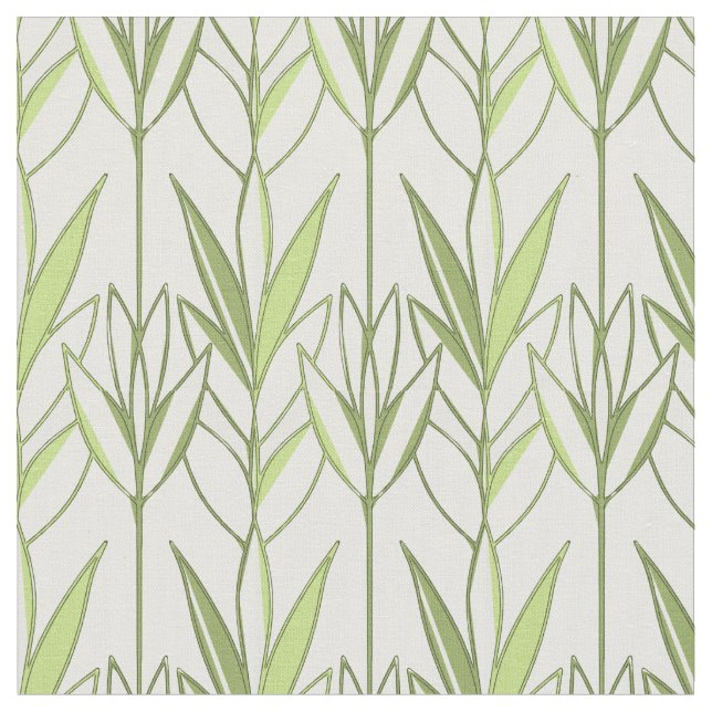 Tecido Padrão Deco de Folhagem Tropical Pastel Verde (Detalhe)