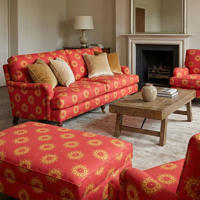 Tecido Padrão decorativo clássico vermelho e amarelo (Criador carregado)
